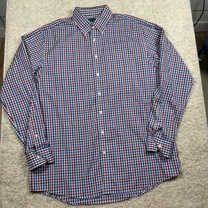 Charles Tyrwhitt Jermyn Street London Mens XL Red Blue Gingham Non Iron Shirt